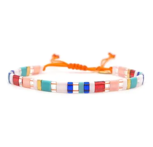 
New Colors Bohemian Fashion Friendship Stackable Glass Stretch Handmade Tila Bead Bracelet For Women Jewelry 