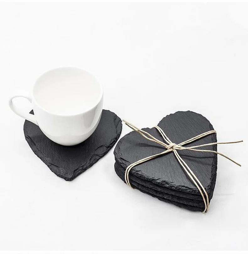 Customize Slate Coasters Square Slate Rock Heart Shaped Engraved Coaster For Glasses