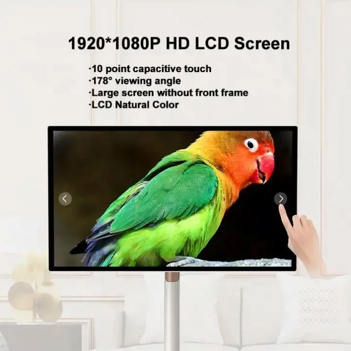 Stand By Me Indoor LCD Wireless Display Smart Capacitive Touch Rechargeable Rotatable Moveable Stand Lcd Monitor