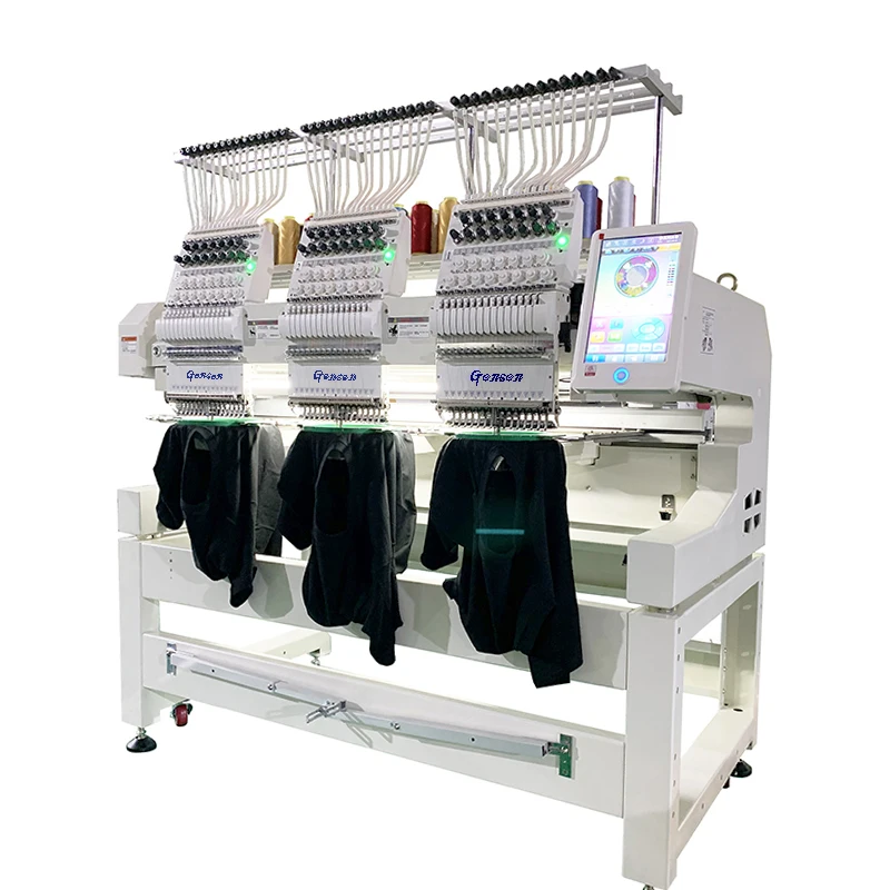 Gensen business 15/12 needles 3 heads multi heads industrial embroidery sewing machine price computerized