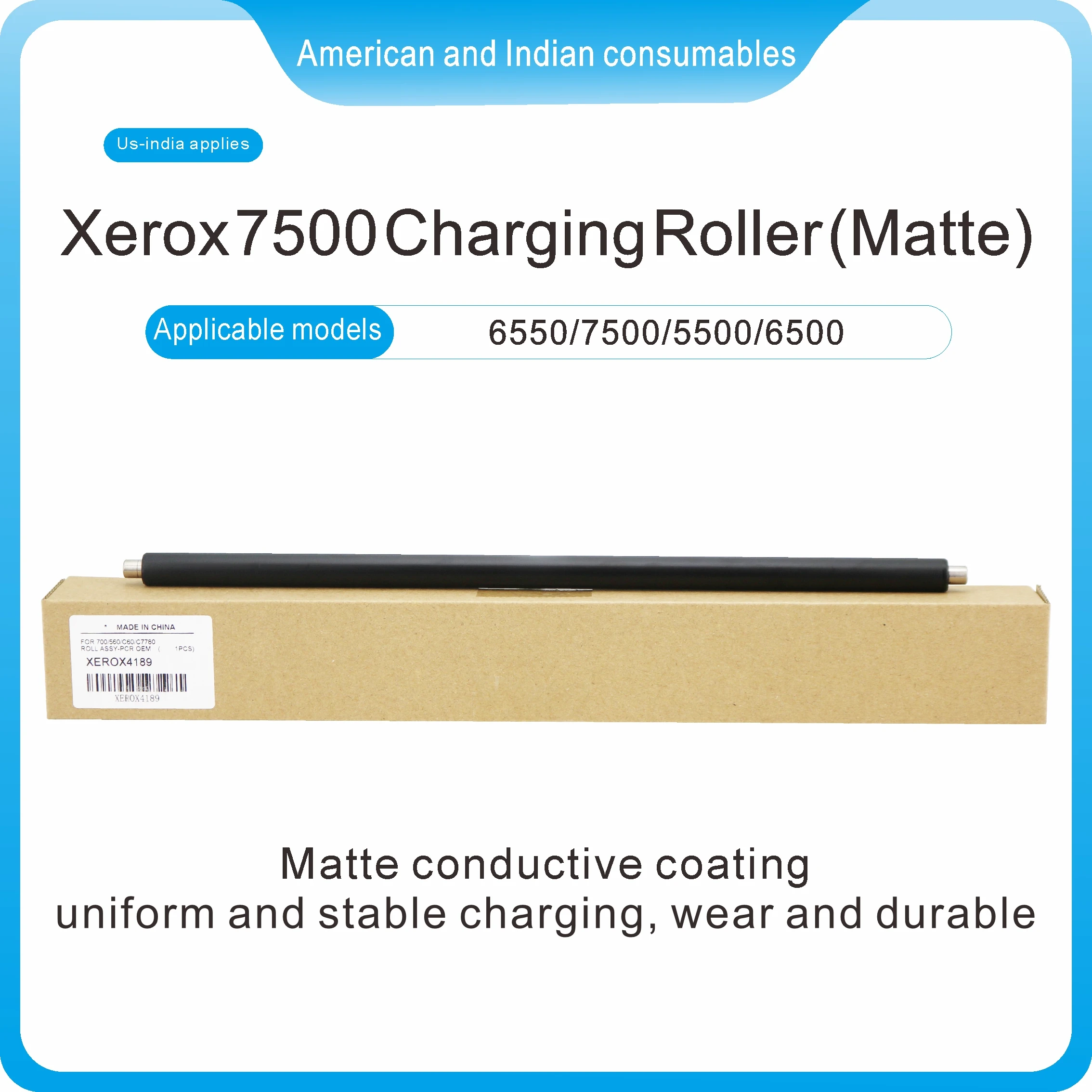 For Xerox DCC6550/5065/6500/7500/7550/5500/242/7600/240/250 PCR/ Primary Charge Roller Xerox7500ChargingRoller(Matte)