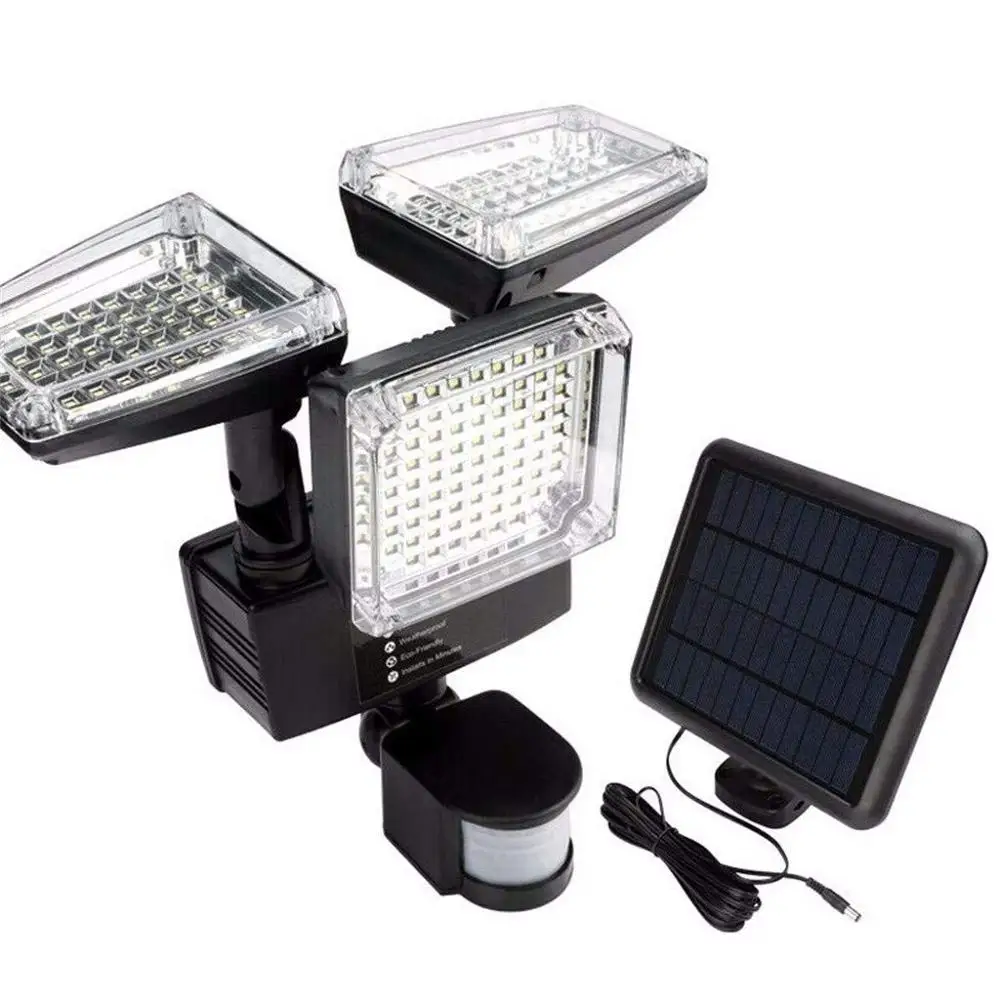 3 Head Adjustable Motion Sensor 1000LM 188LED Solar Light With Separated Solar Panel