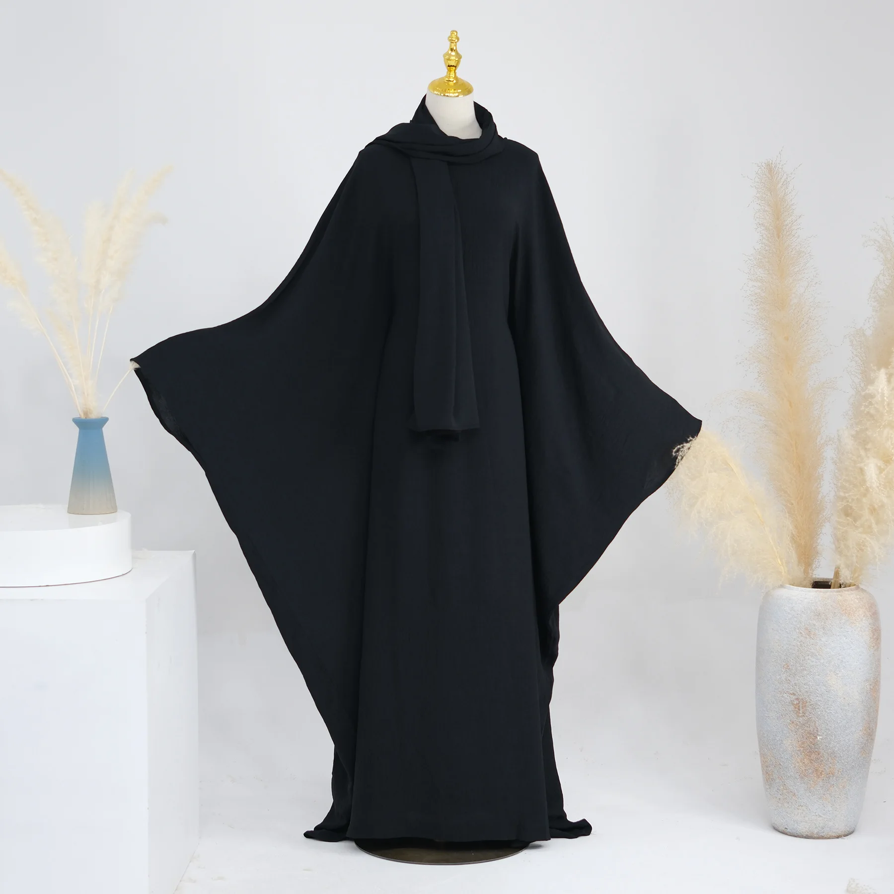 Custom Logo Batwing Sleeves Saudi Arab Designer Burqa Kaftan Dresses Dubai Eid Ramadan 2024 Abaya