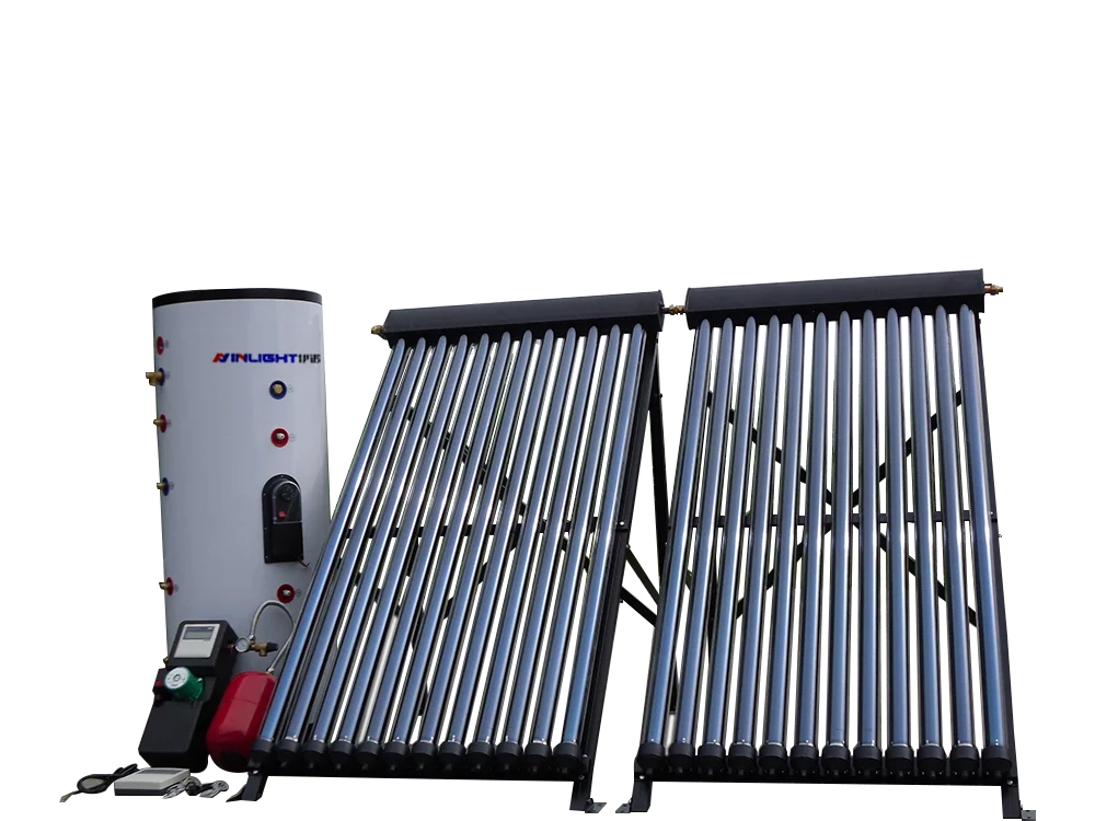 200L Color Steel Split Pressure Pump Solar Water Heating System (2 Coils in Tank)