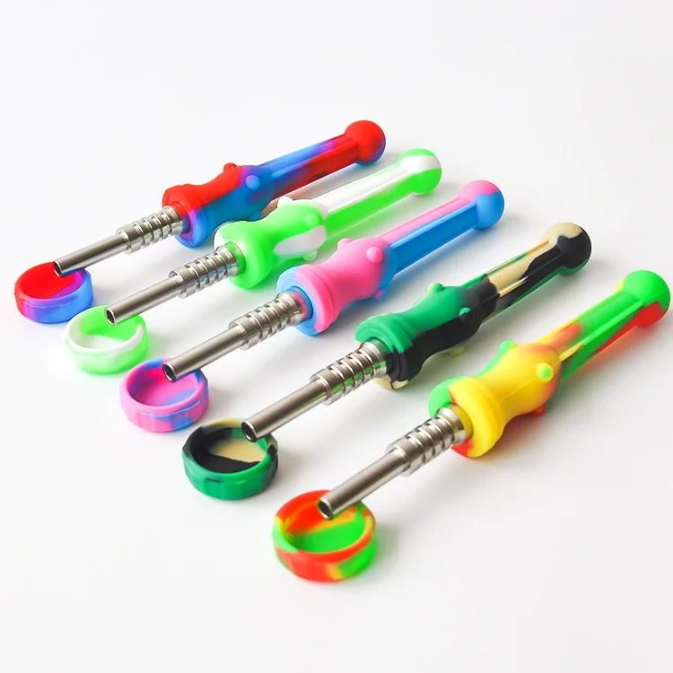 Mini Silicon Smoking Pipe Silicone Collector with Titanium nail dab rig Good Price