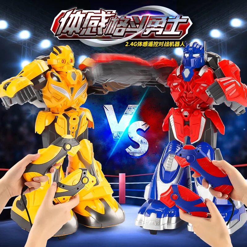 Radio controlled transform robot Car toy 2 4g gesture sensing transform robot Children cartoon light combat robot