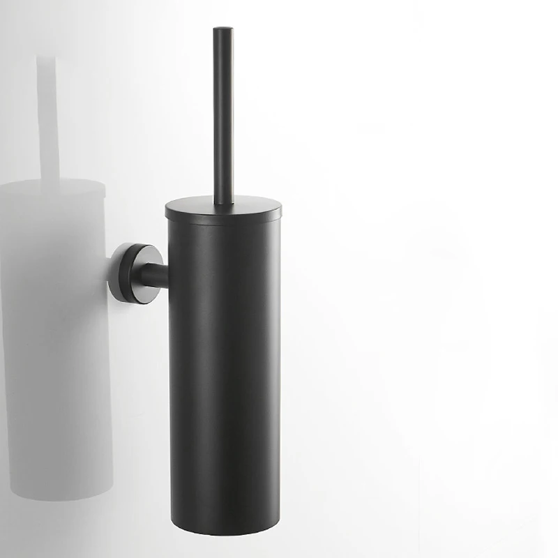 wall mounted stainless steel  Matte Black metal toilet brush holder set
