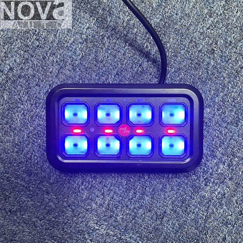Blue Backlight ON OFF Switch Flash Strobe Automotive 8 Gang Led 12V Car Switch Panel