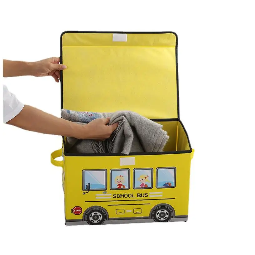 Folding Cartoon Toy Car Box Children Cute Folding Storage Box Rectangle Office Organizer with Cover
