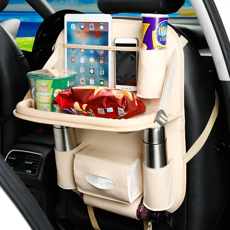 
New design PU Leather Car Back Seat Organizer with Tray 