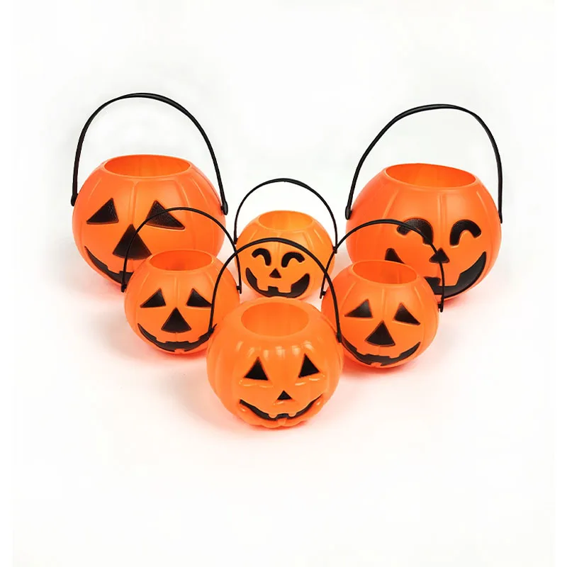 Hot Selling 2023 Party Orange Muti Style Round Bucket Portable Halloween Pumpkin Candy Basket