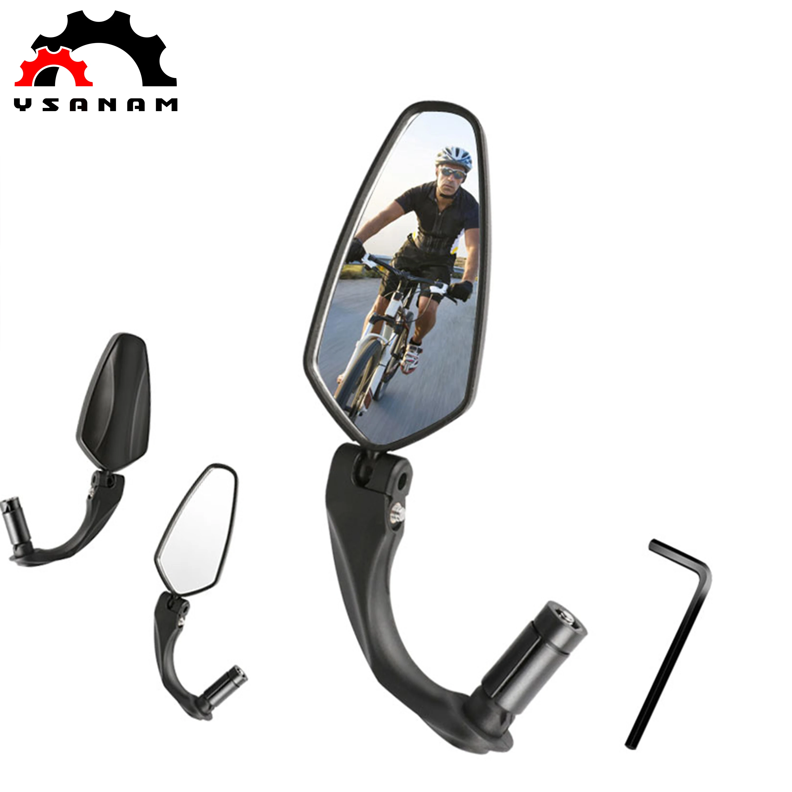 
YSANAM Bicicleta Bike Rearview Glass Mirrors Adjustable Big Field Of Vision Side Mirror Bicycle Accessories Cycling 