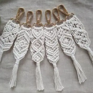 Handmade Natural Design Macrame Key chain with Fringes