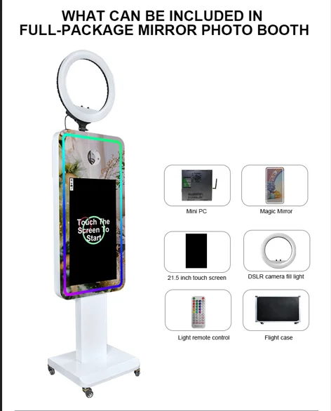 2024 NEW Style Wedding Selfie Mirror Photo Booth Shell Factory Price Portable 21.5inch Mirror Dslr Photobooth