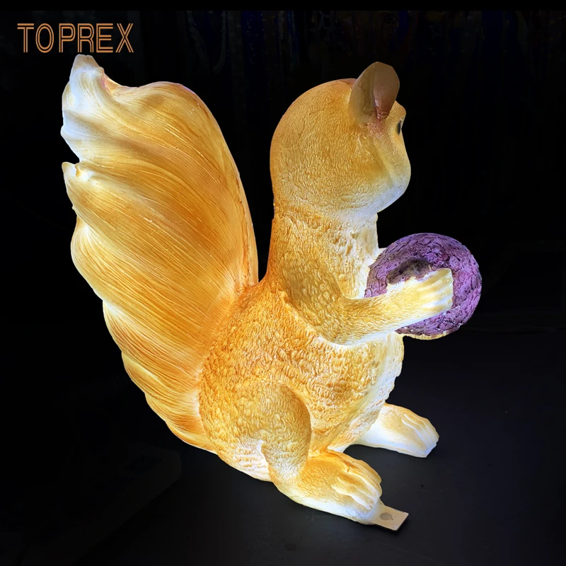 Shenzhen Toprex theme park outdoor decor waterproof life size resin fiberglass safe material led squirrel animal lights