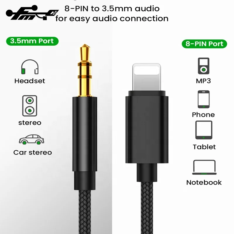 3.5mm Aux Audio Cable For iphone 11 Nylon Braid Aux Audio Extension Cable