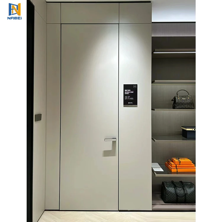 Factory Wholesale Price High Quality Entrance Hidden Aluminum Frame Wooden Door Secret Room Embedded Wall Invisible Door