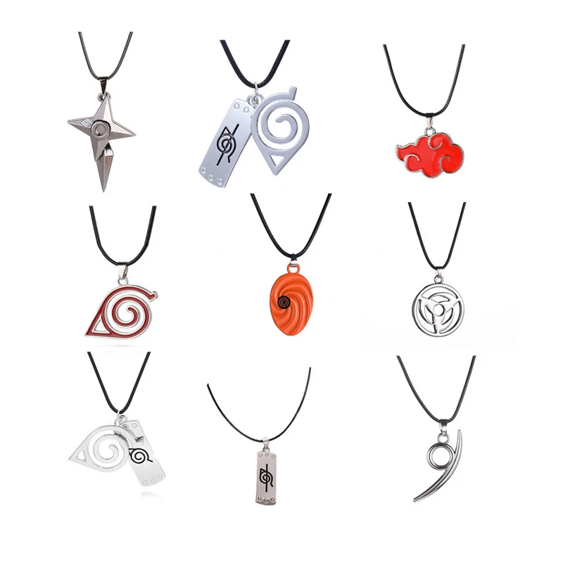 Super Low Price Wholesale Anime Konoha Kakashi Sasuke Red Cloud Shuriken Metal Necklace