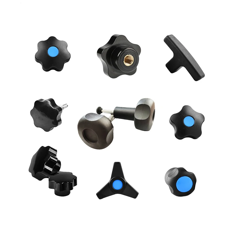 Thread M5 M3 Round Hob ABS Five Star Furniture Handles Black Plastic Knob with Screw Customizable Size Copper Clamp Knobs Molded