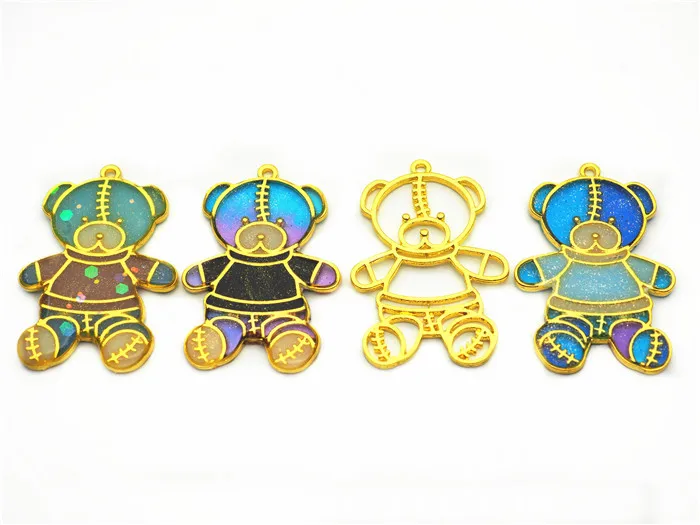 
Mr Bear teddy bear Zinc Alloy Frame Pendants Color-Lasting Hollow Resin Frames with Loop for Resin Jewelry Making 