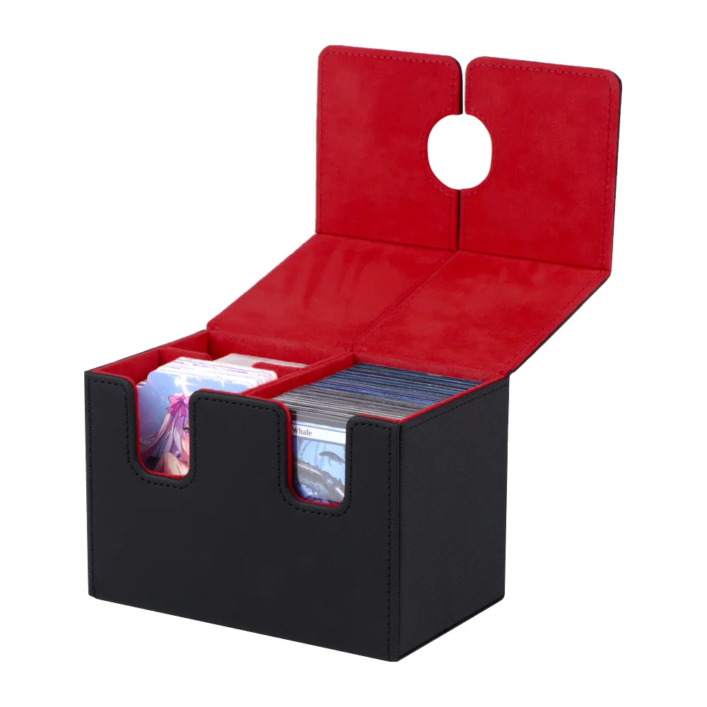 Custom Printing PU Trading Card Storage Box For MTG TCG Card Deck Box 100+ Customized LOGO Full Grain Leather Card Game Deck Box