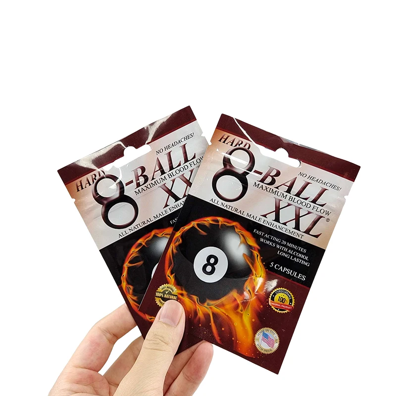 Custom Empty Mylar Bags Mens Pills Rhino Pills Enlargement Male Sexual Enhancement Pills Blister Card Packaging Zipper Bag