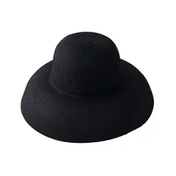 New Fashion Large Brim Bucket Beach Straw Hat Adjustable Sun Straw Hat For Ladies