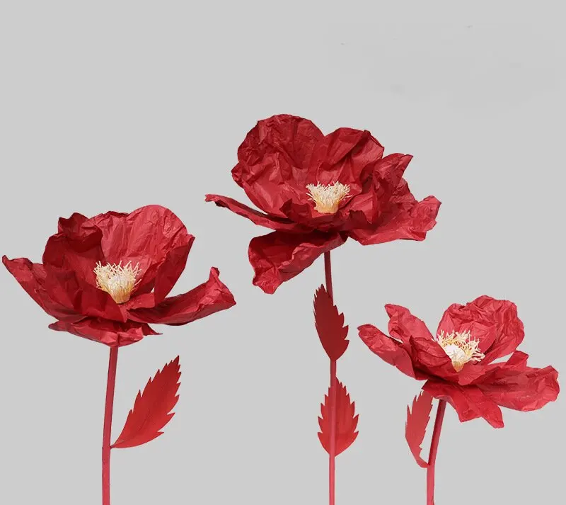 EG-VK020 wedding stage window display indoor handmade large tall giant poppy paper flower