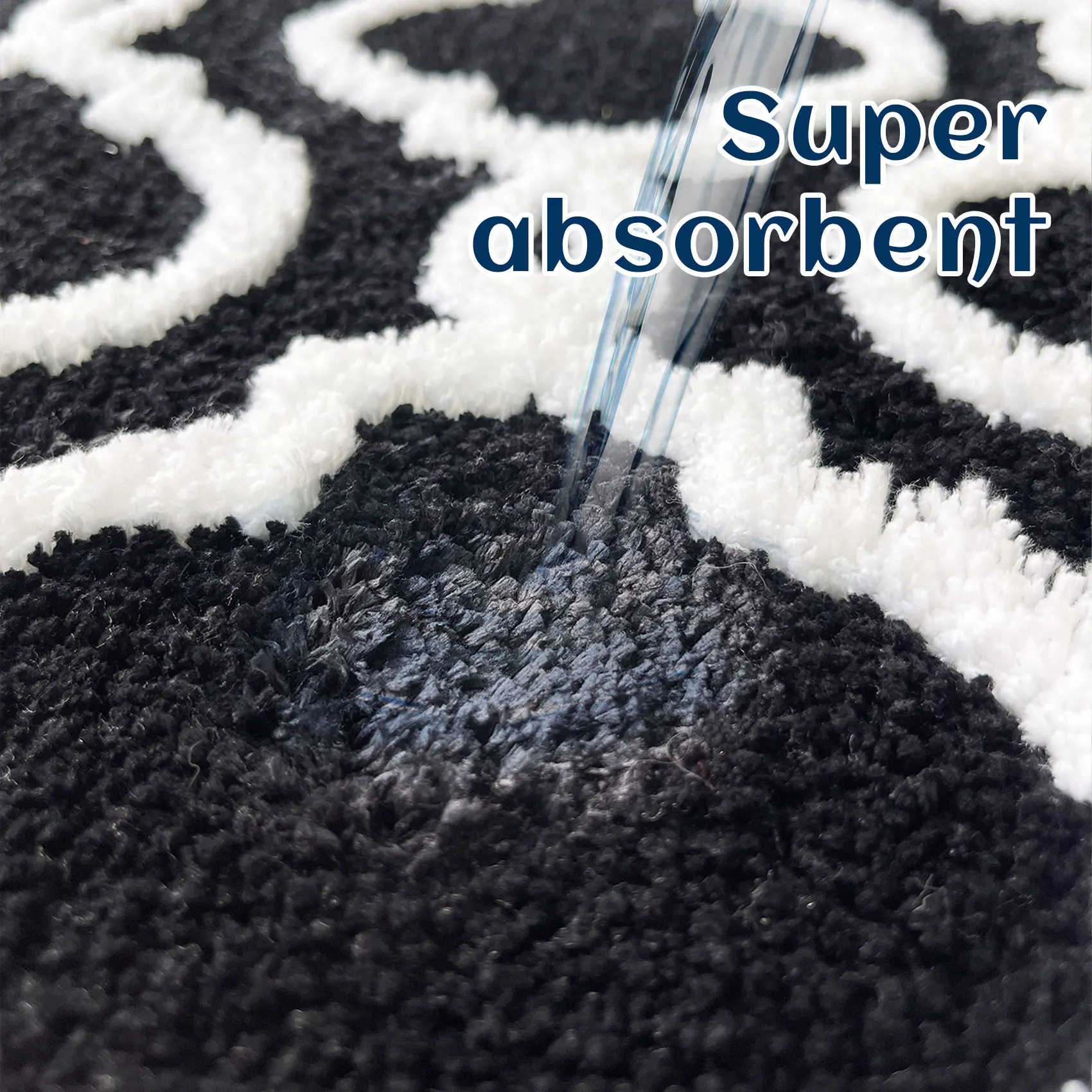 Home Shower Non-slip Bathroom Carpet Hotel White Black Bath Mat