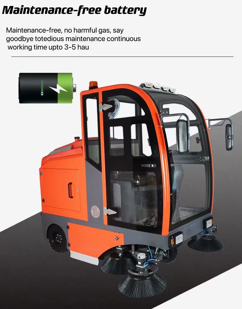 S10 commercial Industrial electric road sweeper Type Sweeper Machine  FIVE Brushes Electric All Closed Cab Vacuum Floor Sweeper