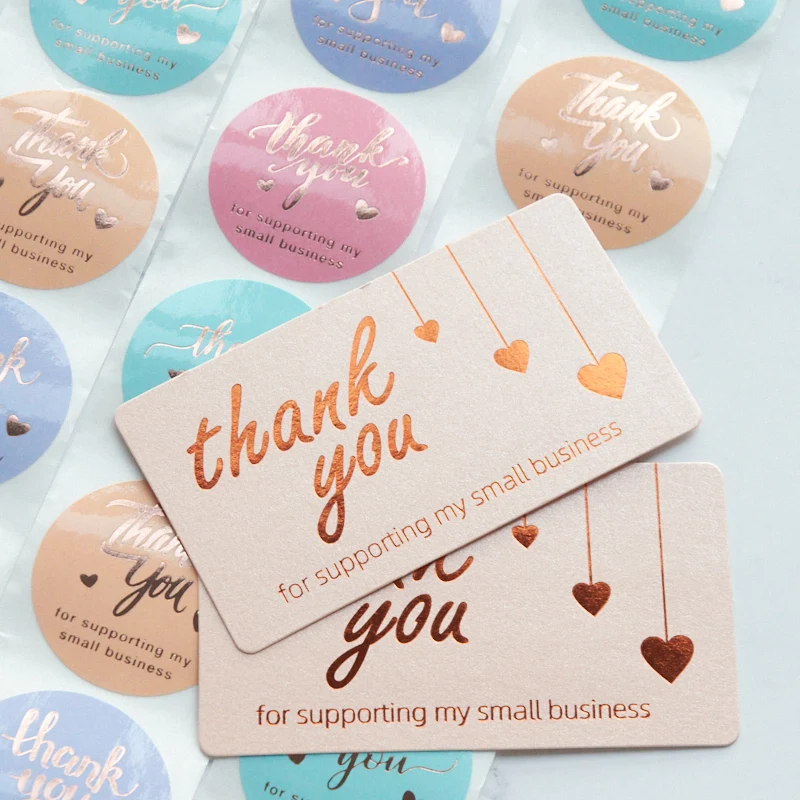 Wholesale pink Thank You Card With Stickers Business Cards for Small Business