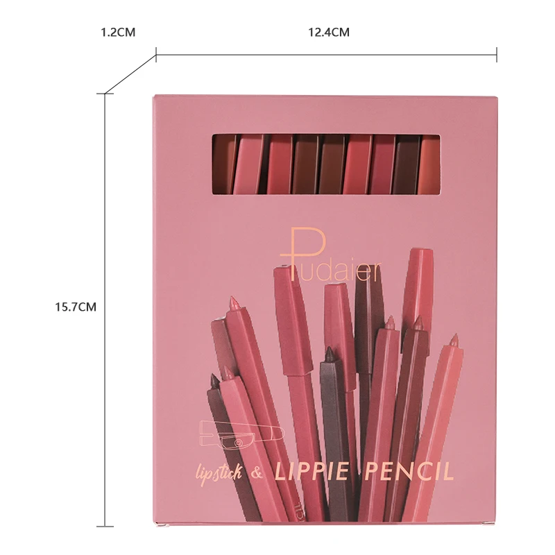Private Label 12-Color Waterproof Lip Liner Pencil Custom Velvet Matte Lip Makeup High Pigmented Lip Liner