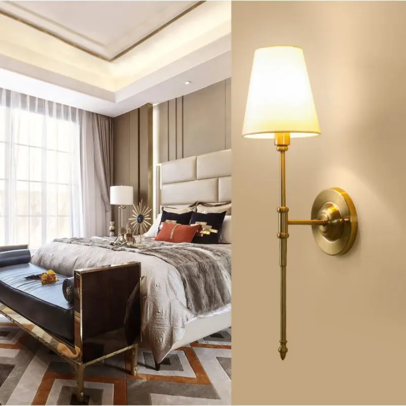 Italy design vanity wall led indoor staircase lamp vintage home fancy stair light fabrics lampshade ster lamps luminaire