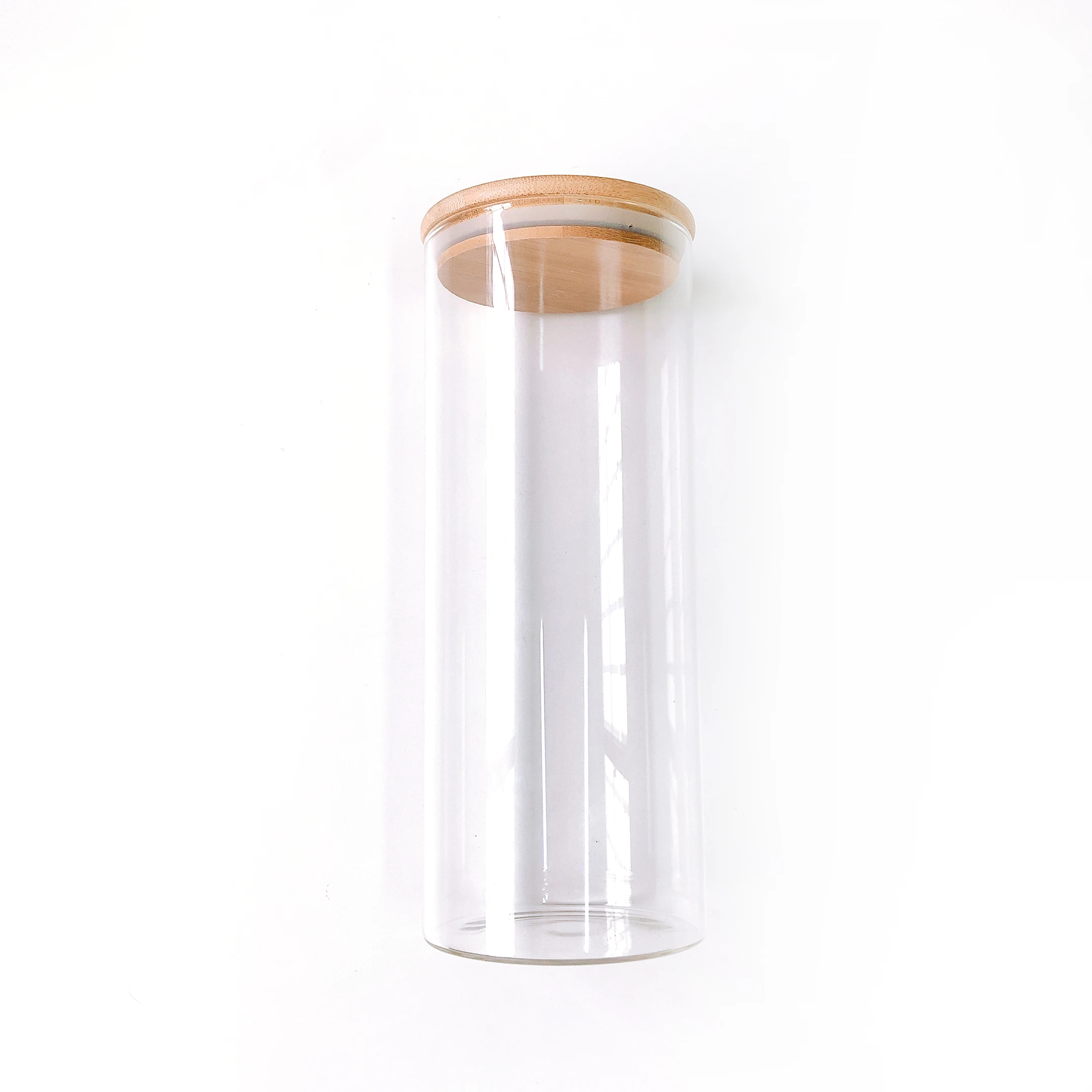 
Fast delivery different size high borosilicate storage bottles candle glass jar with bamboo lid 