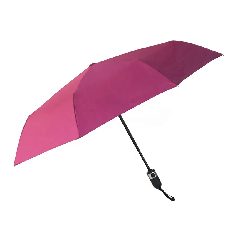 Customise Small Travel Size Pink Color Automatic 3 Folding Rain Umbrellas with Logo Prints