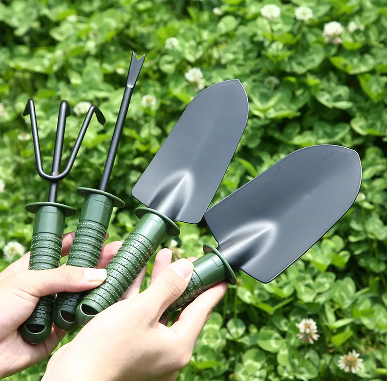 4Pcs Flower Planting Soil Shovel Rake Fork Cultivator Trowel Kit Home Garden