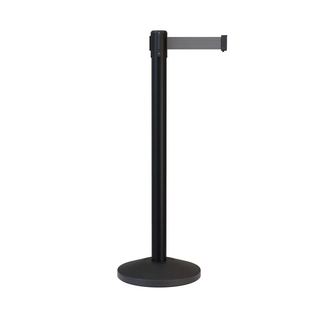 OEM Custom Logo Bank Line Divider Crowd Control Barrier Post Black Queue Stand Stanchions with Retractable Belts