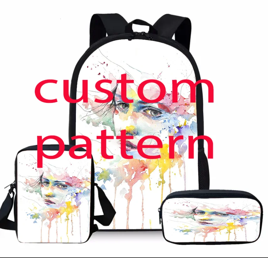 Custom 3D  Backpag Children School Bags Girls Kids Unicorn School Bag For Teenage Girls Horses Women Lunch Pencil bag