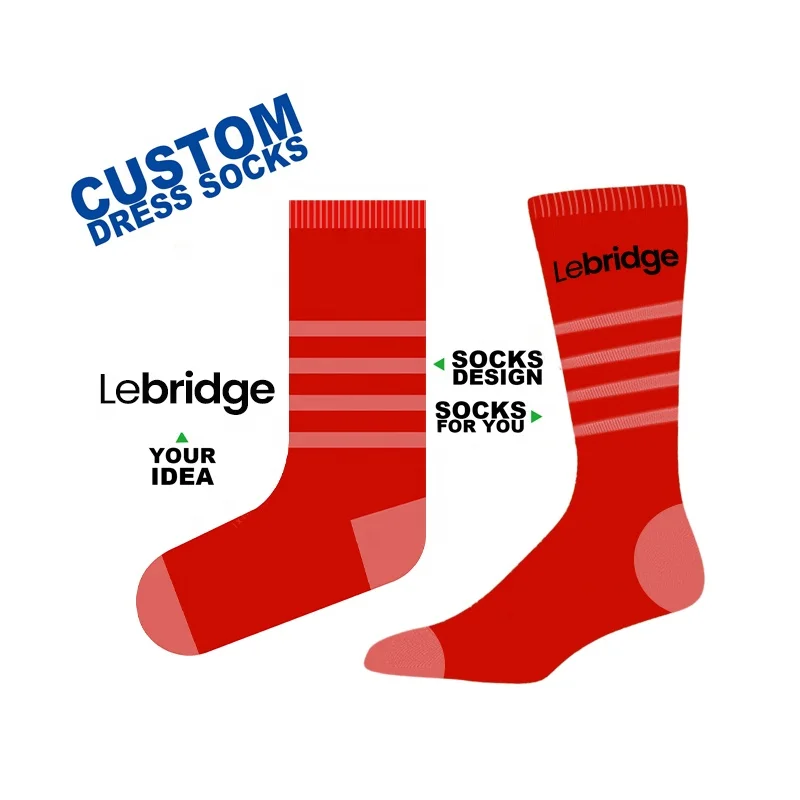 Lebridge High Quality Cotton Socks Custom Unisex Crew Socks Oem Personalized Design Your Own Logo Custom Socks