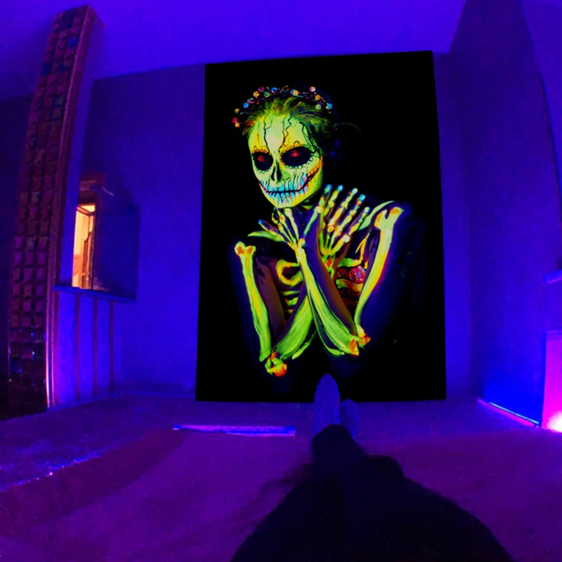 Custom Printed Blacklight Psychedelic Tapestry Home Decor Fluorescent Wall Hanging Tapestries