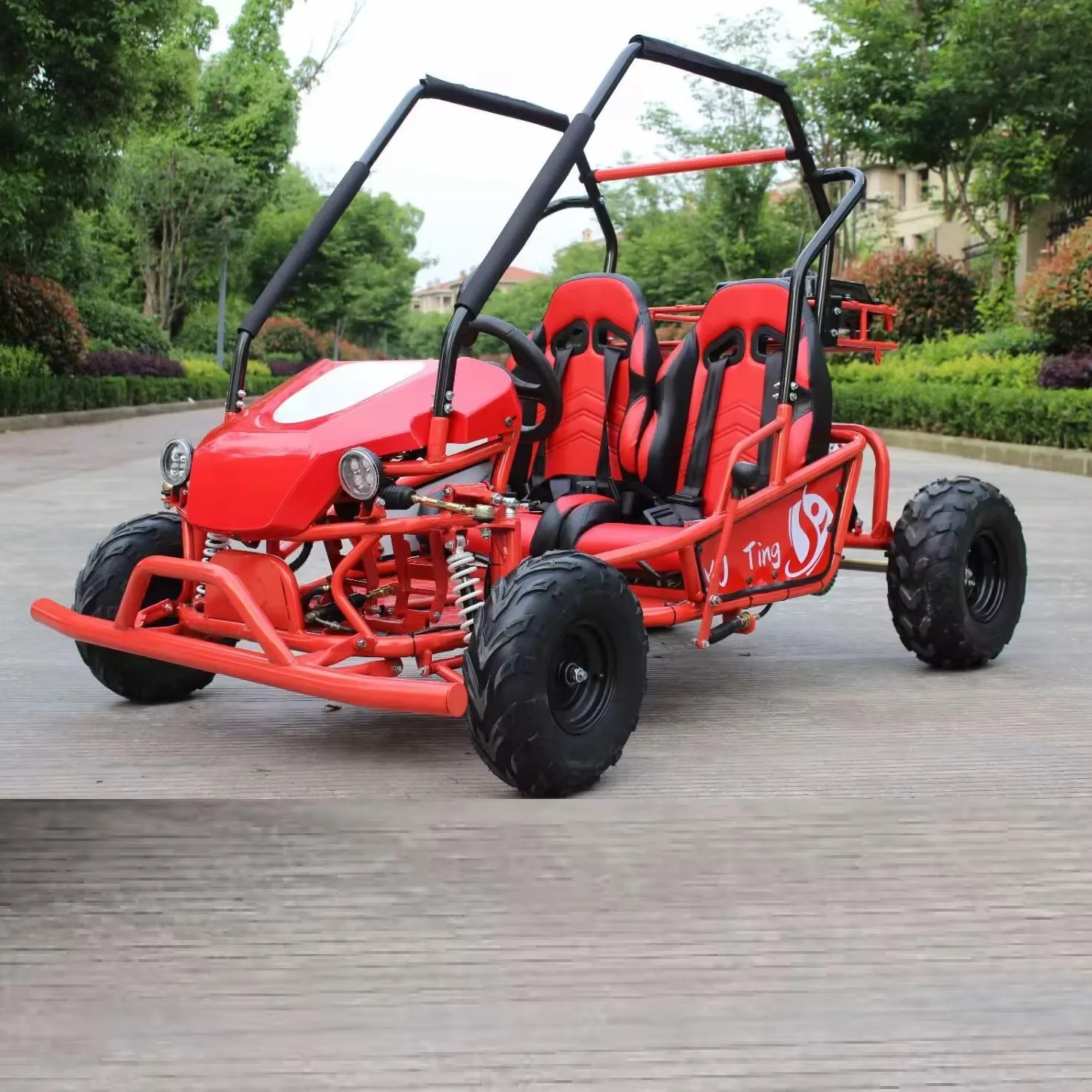 2-Seater Electric Go Kart Buggy Customizable Road Buggy for Parent-Child Hydraulic Disc Brake