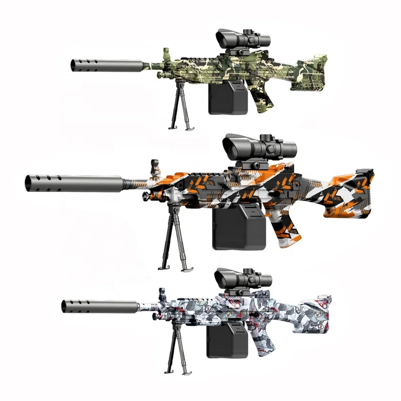 Color Paint Mini M249 Kids Automatic Splatter Gel Ball Blaster Splatter Toy Gun With Water Bomb Shooting Bullets