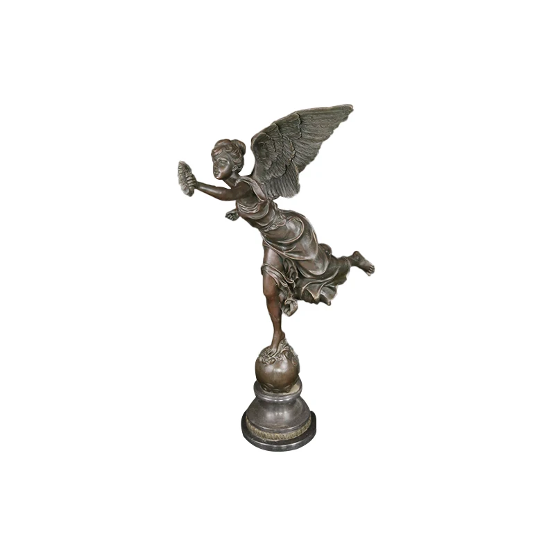 Modern garden decorative religious Custom life size bronze winged angel statue sculpture