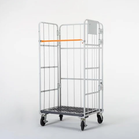 Industrial Logistics Warehouse Storage Foldable Wire Roll Cage Trolley