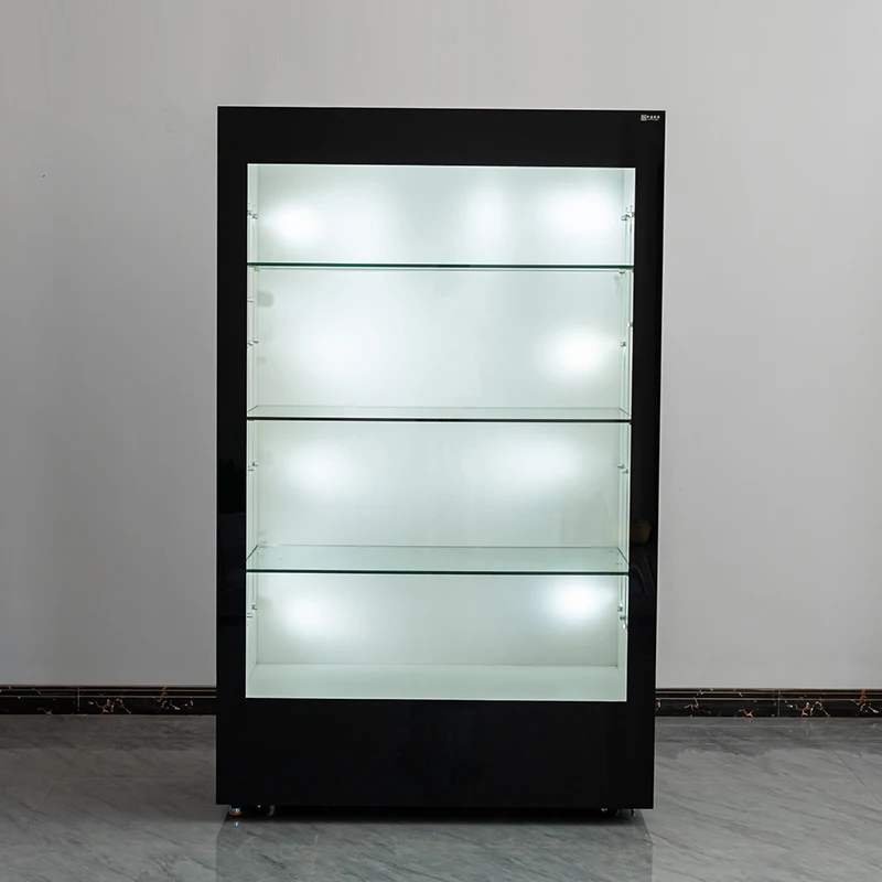 Panel Door Full Vision Display Case Sleek Display Cabinet Valuable Stone Showcase For Mineral