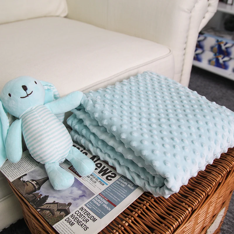 Custom 100% Polyester Dot Minky New Style Soft Baby Blankets Baby Fleece Plain Security Blanket Fleece Others Blanket