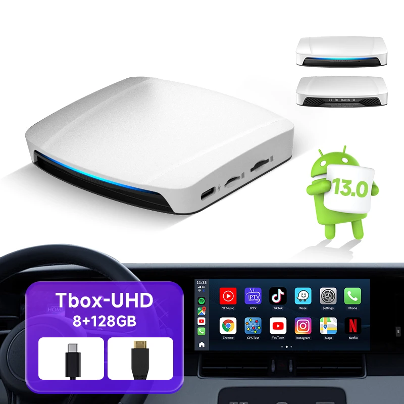 Tbox Uhd android 13 Qcm6225 wireless carplay dongle car accessories Android auto universal stereo carplay