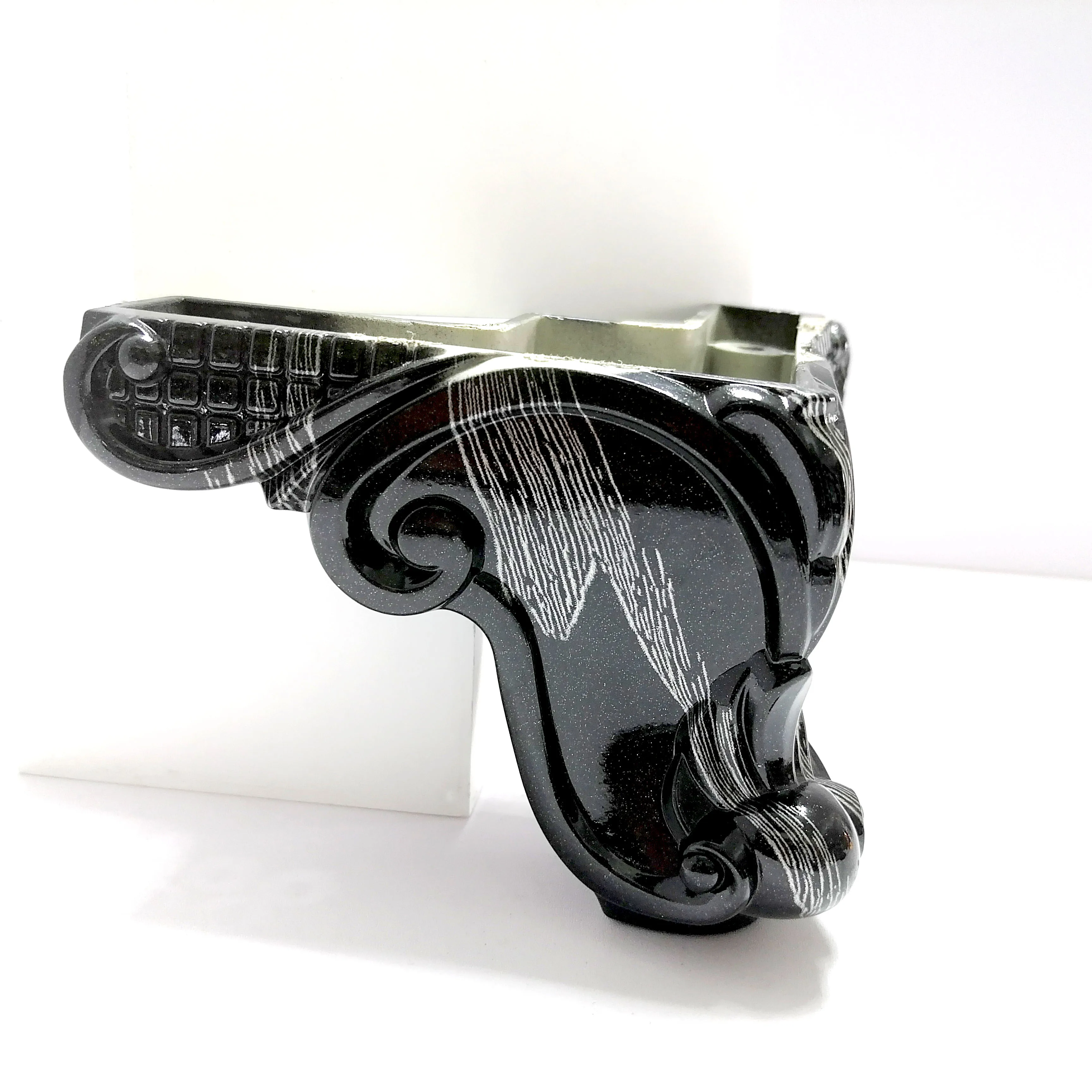 Customized wood pattern black or brown color furniture accessories legs hot sale plastic bed sofa legs