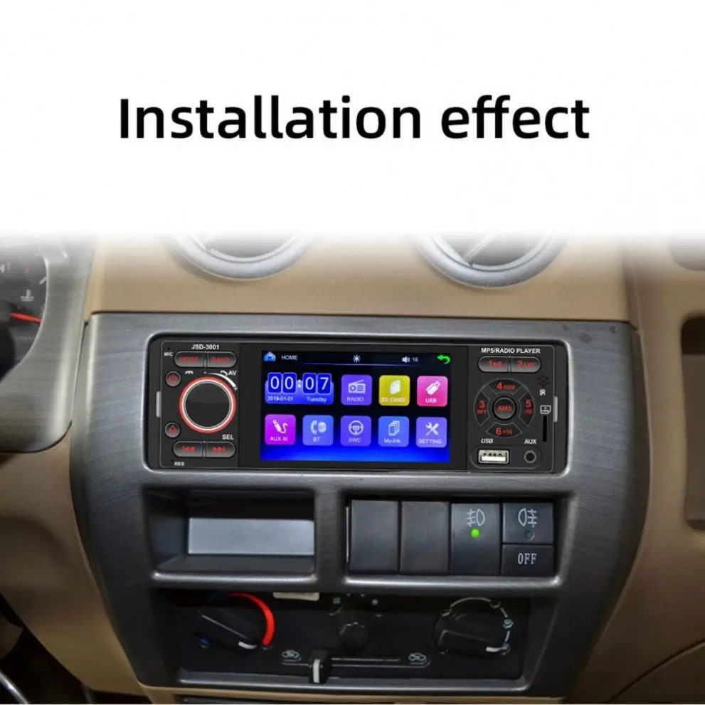 3001 4inch Car MP5 Player Touch Screen Blue-tooth Colorful Lights Multi-media Player for Vehicles U disk card machine 3001