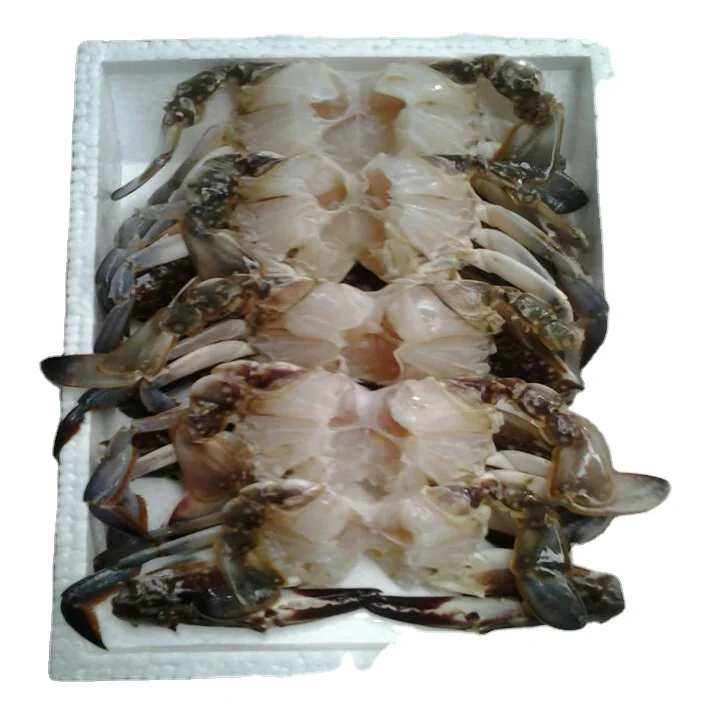 whole round Fresh cut crab Frozen Blue Swimming Crab raw material block in stock